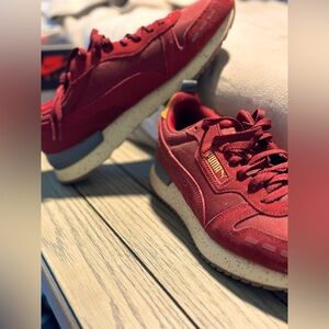 10.5 Puma Mens R78 Lux Lace Up Sneakers Shoes Casual - Red